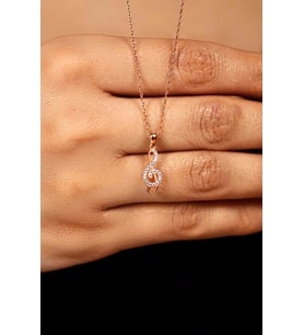 Zirkon Taşlı Rose Sol Anahtarı Minimal Gümüş Kolye