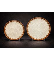 2'Lİ RATTAN SEDEFLİ TEPSİ-ÖZEL GÜN,SUNUM,HEDİYE,ÇEYİZ,EV,OFİS,ŞIK,MODERN-KÜÇÜK 29 CM BÜYÜK 35 CM ÇAP-