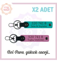 Turkuaz-Pembe, İsme Özel Hediyelik, Yüksek Enerji Veren, 520 741 8 Bolluk Akışı 2'li Anahtarlık Seti