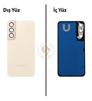 Samsung S22 Krem Arka Kapak Arka Cam Batarya Kapağı Lazer Kesim Kapak Pil Kapağı Back Cover