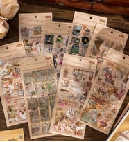Vintage Temalı Sticker Seti – 3 Sayfa Scrapbook Etiketi