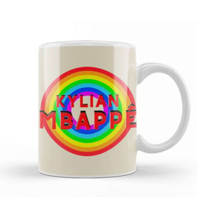 Kylian Mbappé   Vintage Retro Rainbow Style Kupa Bardak Porselen