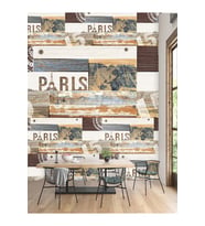 Dreamwall Paris Yazılı Ahşap Desenli Isı Ve Ses Yalıtımlı Sağlıklı Tekstil Duvar Kağıdı (Çok Renkli)
