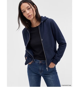 LCW EVERYDAY Lacivert Kalın Oversize Kadın Fermuarlı Sweatshirt