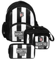 Beşiktaş Erkek Çocuk Üçlü İlkokul Okul Çanta Seti - Beşiktaş 1903 Baskılı (Siyah - Beyaz) - SETBJK26357A