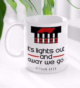 BK Gift Kişiye Özel İsimli F1 It's Lights Out Tasarımlı Beyaz Kupa Bardak-1