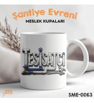 Tesisatçıya Hediye Meslek Kupası - Şantiye Serisi Tesisatçı Tipografi Özel Tasarım Baskılı Kupa Bardak