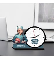 Erkek Beyin Cerrahına Hediye Karikatürlü MDF Masa Saati