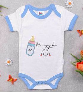 BK Kids Her Şeyin Başı Süt Tasarımlı Mavi Bebek Body Zıbın-1