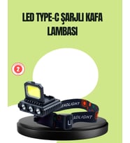 Northcity 800 Lumen Çok Fonksiyonlu LED Kafa Lambası Type C Şarjlı - Kamp Yürüyüş Aydınlatma