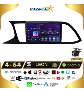 Seat Leon 4GB + 64GB Kablosuz Carplay 2012-2020 Android 13 Navigasyon Multimedya Sistemi