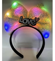 LED Işıklı Love Yazılı Sarı Fiyonk Taç – Kız Çocuk Parti Tacı