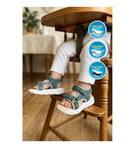 Cool Sage B Gri Cırtlı Işıklı Erkek Çocuk Sandalet