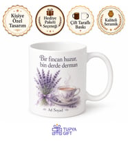 Lavanta Çayı Temalı Baskılı Kupa Bardak Porselen Hediye Mug