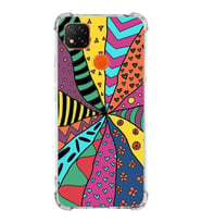 PrintiFy Xiaomi Redmi 9c Uyumlu Retro Color 4 Baskılı Şeffaf Köşe Korumalı Antişok Kılıf