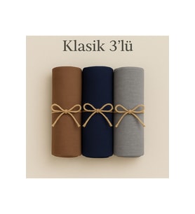 Penye Pamuksu Şal Klasik 3 lü Set (Vizon)