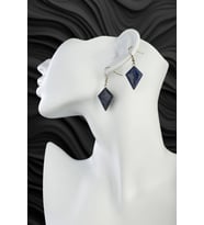 Lapis Lazuli Taşı Rhombus Kesim Doğal Taş Küpe
