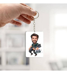 Kişiye Özel Elektro Gitar Çalan Erkek Karikatürlü Anahtarlık