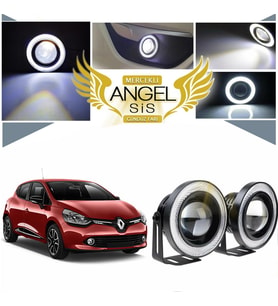 Renault Clio 4 Uyumlu, Universal Mercekli Led Angel Sis Farı, 76mm Beyaz Renk