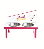 Kedi ve Köpek Mama ve Su Kabı - 2'Li Çelik Kaseli (Pembe)
