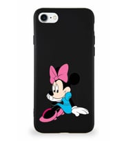 Apple iPhone SE 2020 Soft Premier Kapak Minnie Mouse-E Tasarımlı Silikon Kılıf - Siyah (Şeffaf)