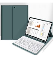 Apple iPad Pro 11inç M4/M5 Kılıf Kablosuz Klavyeli Case Mobax 2024/2025 (Koyu Yeşil)