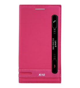 LG K10 Kılıf Pencereli Elite Kapaklı Kılıf (Pembe)