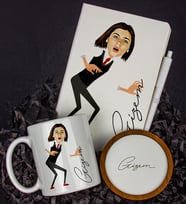 Kişiye Özel Karikatür Tasarım Defter Kalem Kupa Ve Bardak Altlığı Hediye Seti 96285
