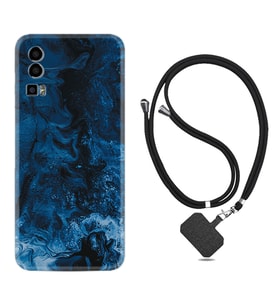 General Mobile Gm 23 Kılıf Silikon Boyun Askılı İpli Desenli Silikon Blue Zigzag 1687