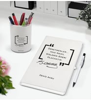 BK Gift Kişiye Özel İsimli Öğretmenler Günü Tasarımlı Defter Kalem ve Kalemlik Hediye Seti, Öğretmene Hediye, Öğretmenler Günü - 13