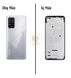 Infinix Note 8 Gümüş Uyumlu Lensli Orta Kasa Full Kasa Kapak Gövde Housing