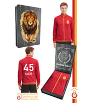 Galatasaray Orijinal Lisanslı Dik Yaka Fermuarlı Erkek Sweat Kişiye Özel Ahşap Kutulu (Kırmızı)