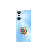 Infinix Hot 20 ile Uyumlu Splash Arı Tasarımlı Şeffaf Silikon Kılıf