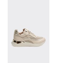 Comfort Taban Fileli Hakiki Deri Kadın Sneaker (Bej)