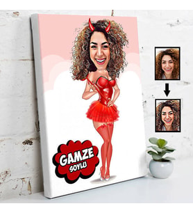 Tatlı Cadı Karikatürlü Kanvas Tablo