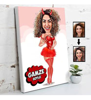 Tatlı Cadı Karikatürlü Kanvas Tablo