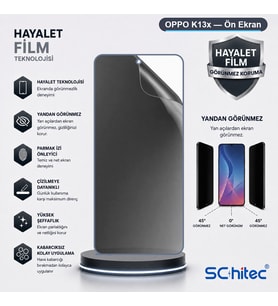 SChitec OPPO K13x Uyumlu Ön Yüzey Hayalet Privacy Hidrojel Ekran Koruyucu