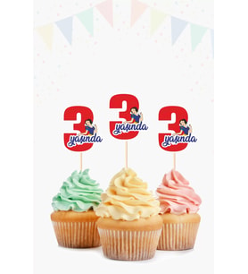 Pamuk Prenses Temalı * 3 (üç) Yaşında Cupcake Süsü '10lu