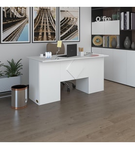 Kenzlife ofis masası kuma kengo byz 75*150*60 kilitli kapaklı dolap çiftli eşkenar bilgisayar çalışma masası (Karışık)