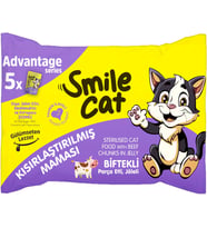 Smile Cat Flowpack 425gr (5 x 85gr) Kısır Kedi Biftekli Mama