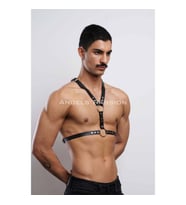 Perçin Detaylı Erkek Göğüs Harness, Erkek Parti Aksesuar (Kırmızı)