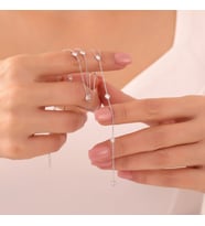 925 Ayar Gümüş Sallantılı Taşlı Choker Kolye
