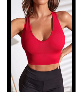 Fantezia Night Kadın Kırmızı Derin Göğüs Dekolteli Şık Crop Top Bluz
