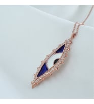 Taşlı Mineli Göz Kolye (Rose - Gold)