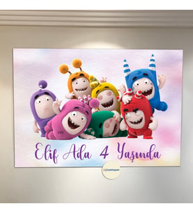 Oddbods Temalı Doğum Günü Afişi, Kişiye Özel Afiş, Doğum Günü Parti Kutlama Afişi