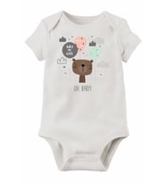 Unisex Bebek Beyaz Organik Baskılı Pamuklu Body