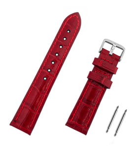Kırmızı Kroko Hakiki Deri Saat Kordonu Kayış 20mm