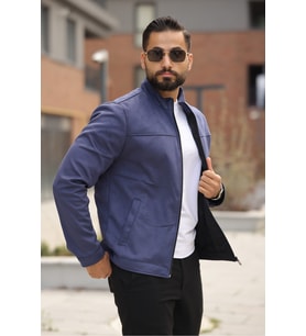 Basic Baharlık Süet Ceket - Sade ve Şık Stil (Lacivert)