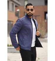 Basic Baharlık Süet Ceket - Sade ve Şık Stil (Lacivert)