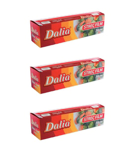 Dalia Şeffaf Mutfak Rulo Streç Film Folyo - 30 Cm. x 100 Metre - Gıdaya Uygun - 3 Paket